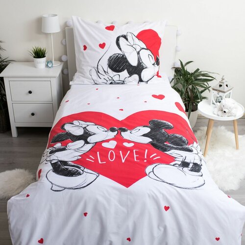 Detské bavlnené obliečky Mickey and Minnie Love05, 140 x 200 cm, 70 x 90 cm