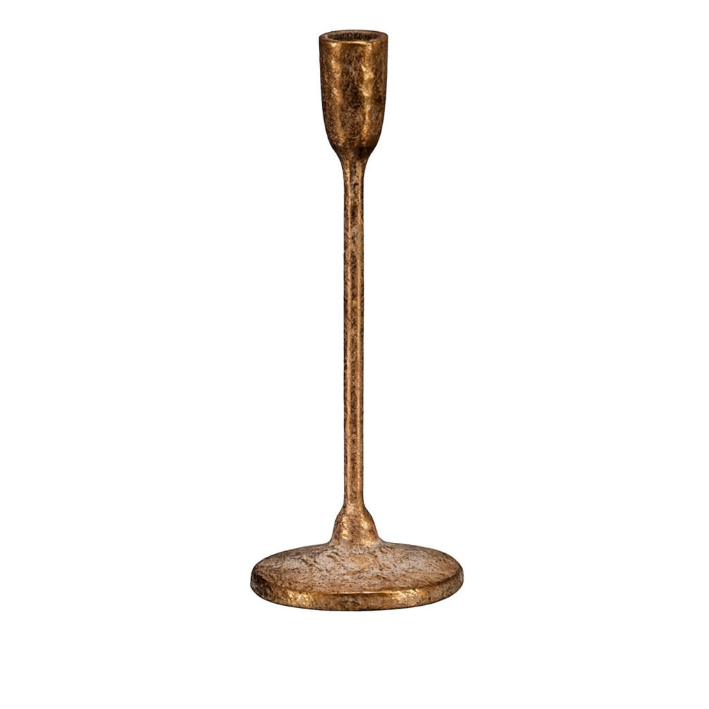 Metalowy świecznik na podstawie, wysokość 23 cm,złoty, 23 cm