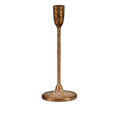Metalowy świecznik na podstawie, wysokość 23 cm,złoty