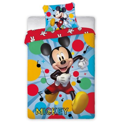 Lenjerie din bumbac, pentru copii, Mickey MouseParty, 140 x 200 cm, 70 x 90 cm