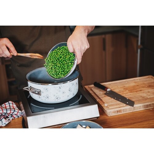 Belis Емальована каструля з кришкою Premium, біла, 20 см, 2,3 л