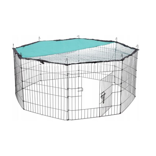 Aldotrade Ohrádka pre drobné zvieratá vrátane siete so slnečnou clonou, 8 panelov 56 x 57 cm