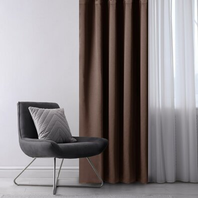 AmeliaHome Blackout Oxford Pleat függöny, sötétbarna, 140 x 245 cm