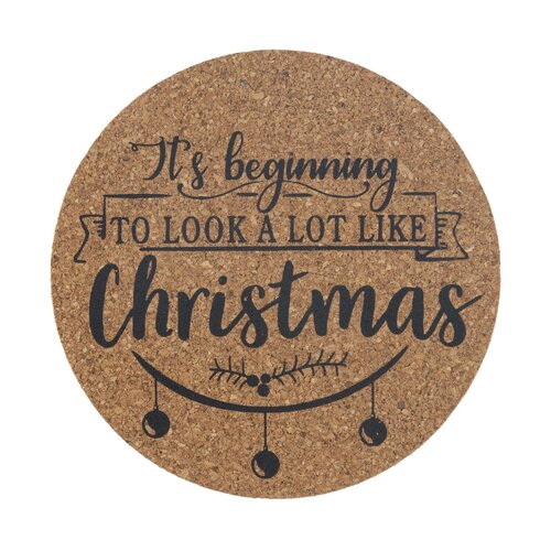 Altom Podstavek za skodelico iz plute Christmasdesign premer 10 cm, set 4 kosov