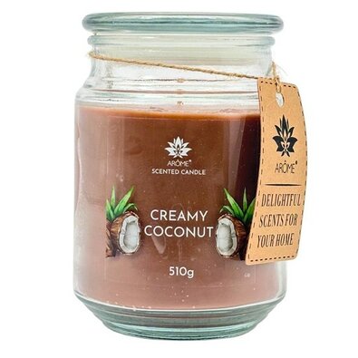 Lumânae Arome 510 g, în sticlă, Nucă de cocoscremoasă