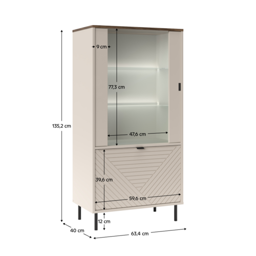 Skriňa EYCO 1D1W, kašmír/dub Castello