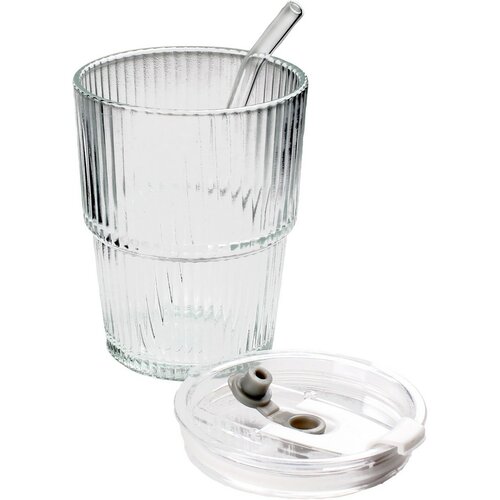 Toro Szklanka ze słomką 320 ml, 9,5 x 9,5 x 11,3 cm