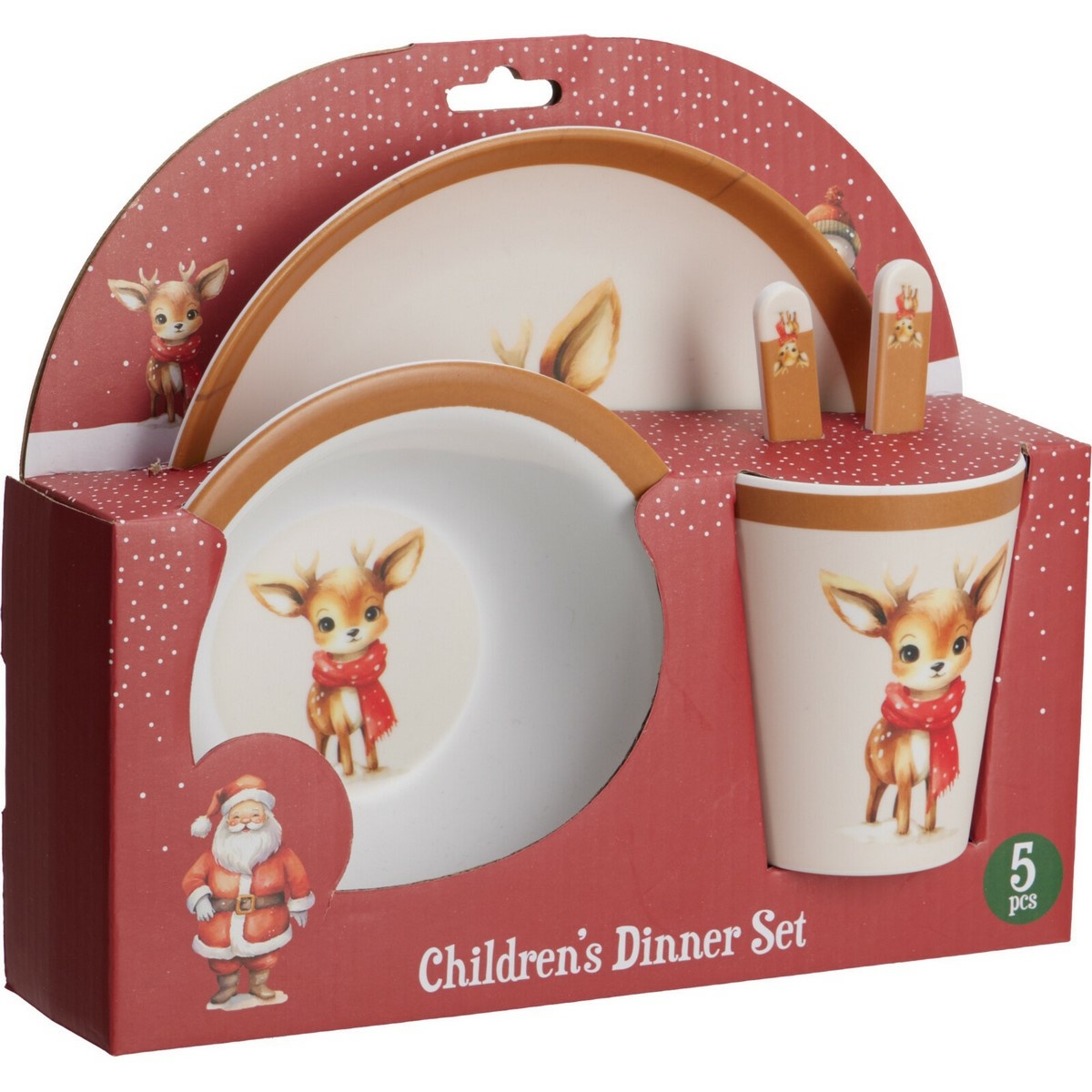 5-częściowy zestaw obiadowy dla dzieci z melaminy Renifer