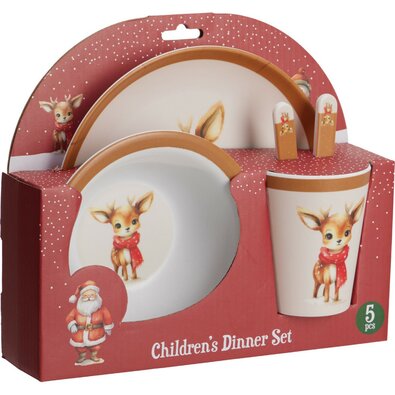 5-dielna detská jedálenská súprava z melamínu Sobík