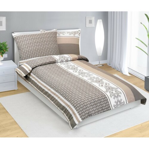 Bellatex Bavlněné povlečení Ornament kávová, 140 x 220 cm, 70 x 90 cm