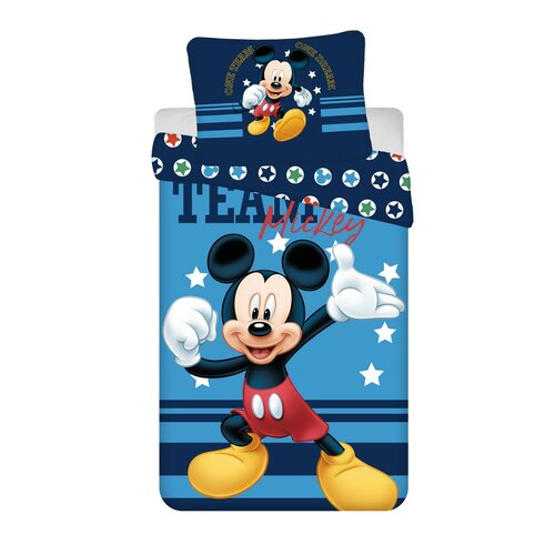 Lenjerie de pat pentru copii Mickey Team din bumbac, 140 x 200 cm, 70 x 90 cm