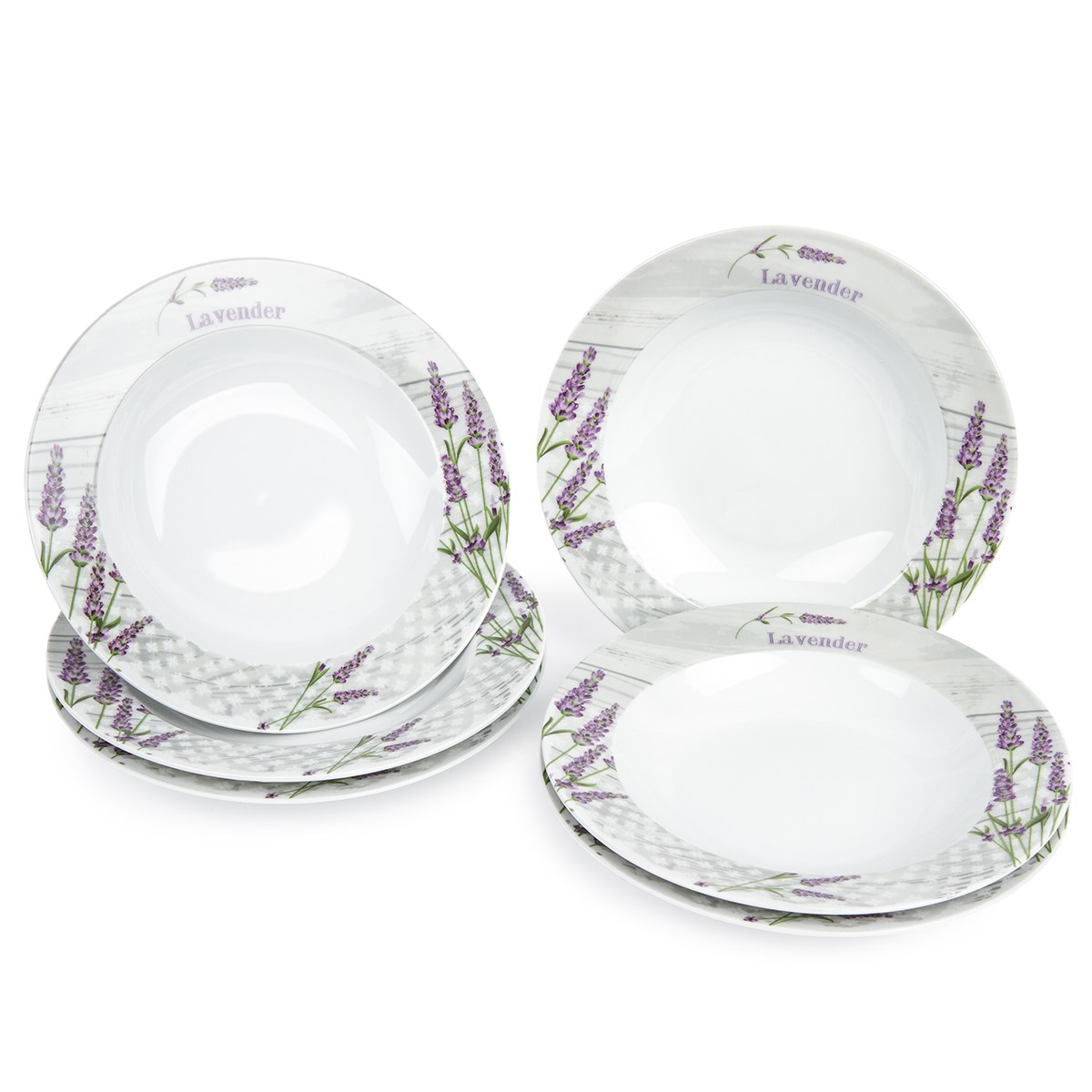 Jedálenský tanier hlboký Levanduľa, 6 ks, 21,5 x 4, 590879