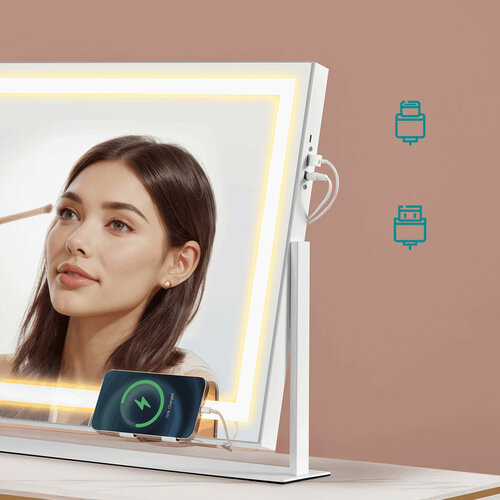 Kosmetické zrcadlo GLOW Frame se stmívatelným LED osvětlením a USB
