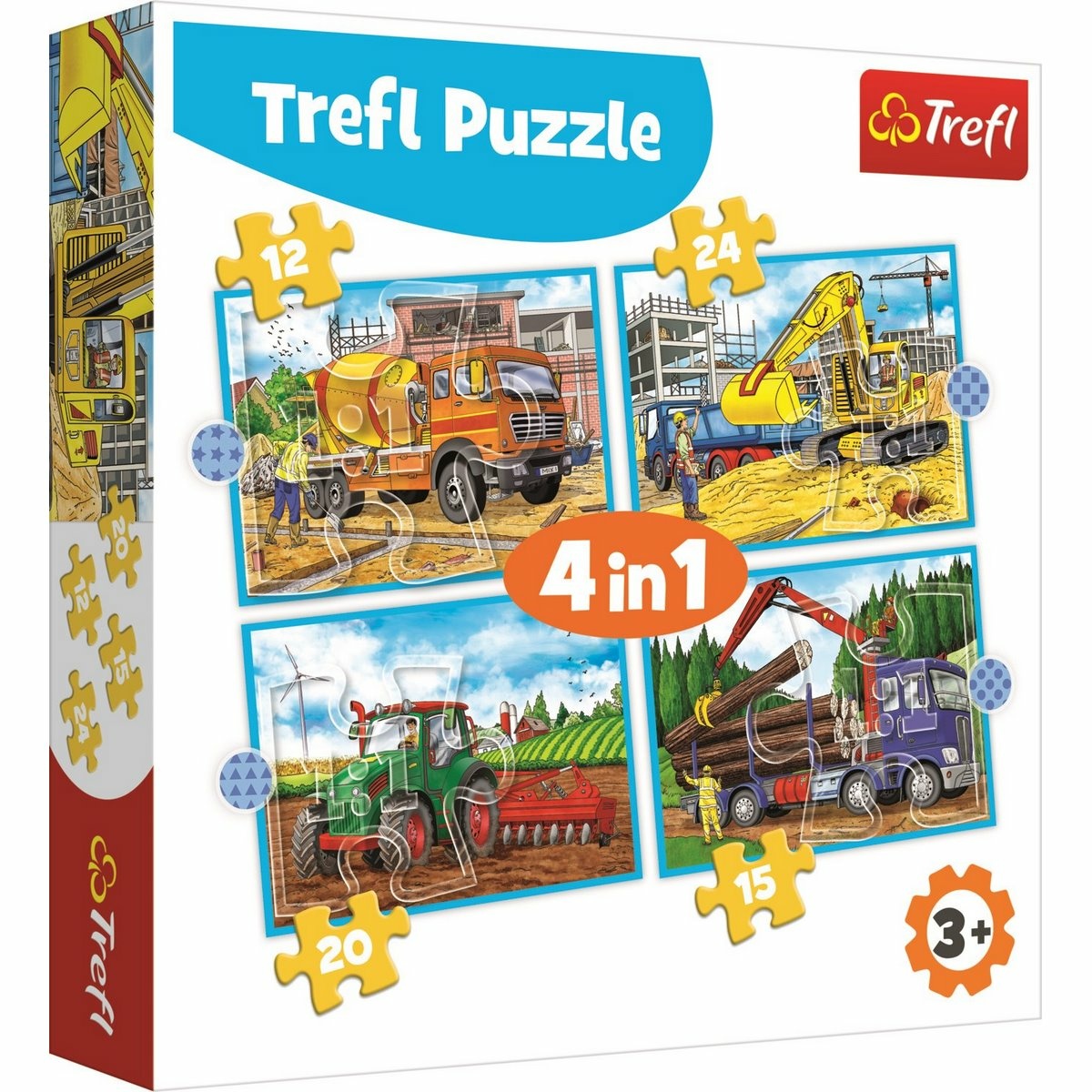 Trefl Puzzle Pracovné stroje 4v1 12, 15, 20, 24 dielikov