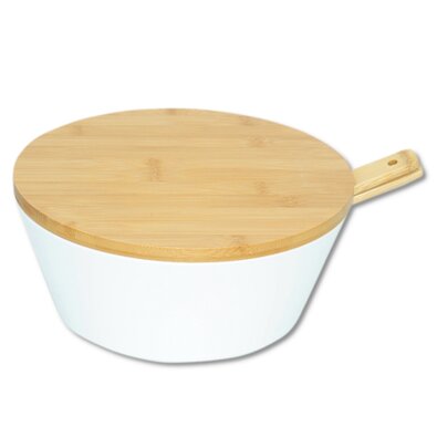 Kesper 32620 Salátástál evőeszközzel és fedővel, fehér, átmérő 26 cm