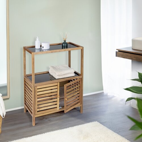 Wenko Široká kúpeľňová polica s dvierkami FONDI