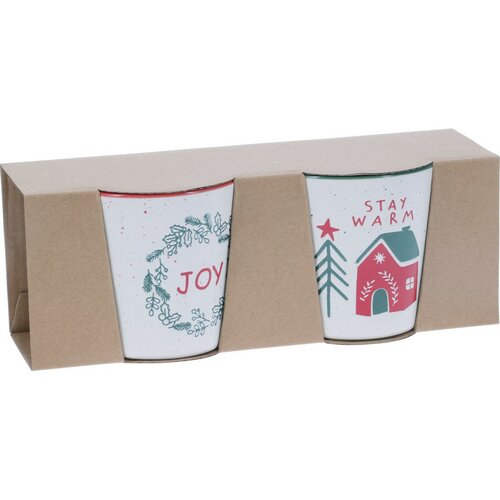 Komplet 2 keramičnih skodelic Stay Warm/Joy, 350 ml