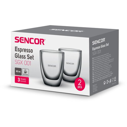 Sencor SGX 001 szklanka termiczna do espresso 80 ml, 2 szt.