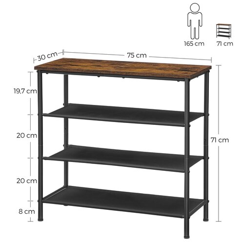 Botník E1035 OLW, staré drevo, 3 poschodia