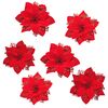 Різдвяна прикраса Poinsettia з затискачем червона, набір з 6 штук