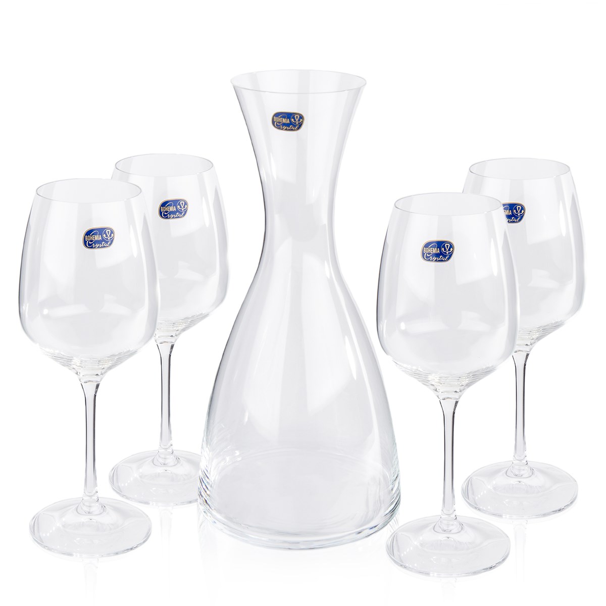 Bohemia Crystal Sklenice na víno 4 ks s karafou Giselle, 1200 ml