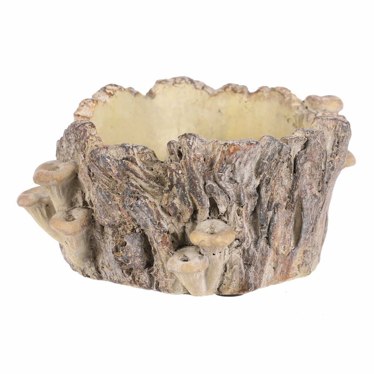 Obal betonový - pařez s houbami, 18 x 14 x 9 cm, 18 cm