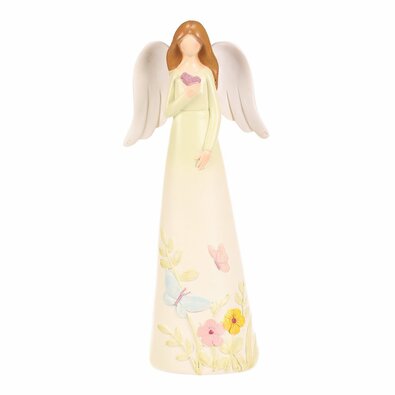 Dekorativna figurica cvetlični angel, rumena, 9 x6 x 21, poliresin