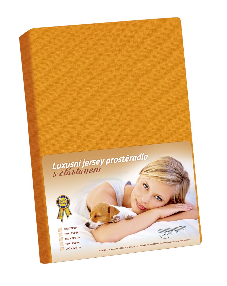 Bellatex Jersey prostěradlo s elastanem oranžová, 90 x 200 cm