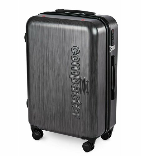 Fotografie Cestovní kufr na kolečkách Compactor Graphite L,včetně ruční pumpy,váhy,TSA zámek, 46,5x26x68 cm, tmavě šedý