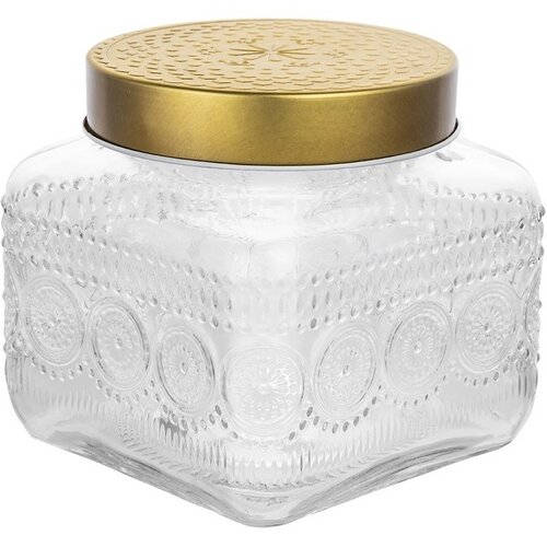 Altom Vorratsdosen-Set aus Glas mit goldenem Deckel Daisy 1,3 l, 4 Stück