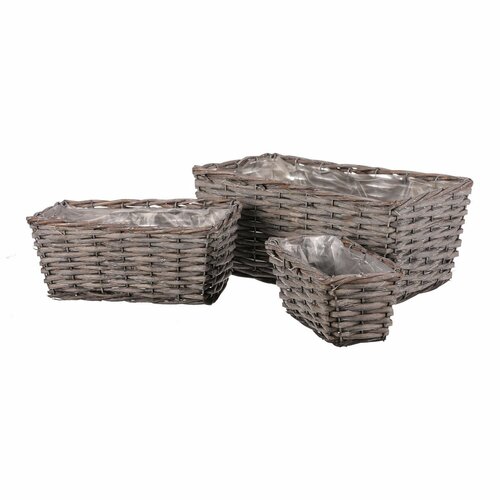 Komplet pletenih pokrovov za cvetlične korite Sven3 kos, siv