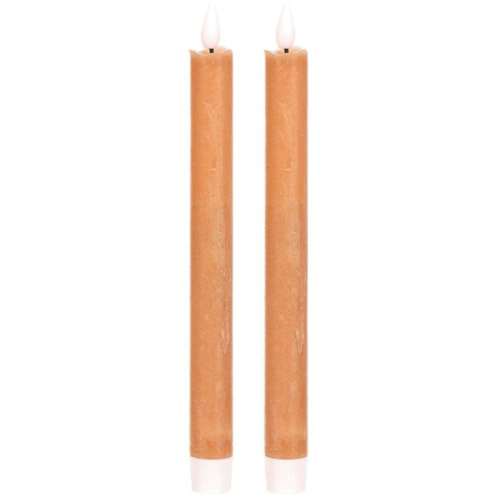 Súprava kónických sviečok s LED osvetlením, cappuccino, 2 ks, parafín, 25 cm