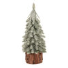 Karácsonyi hóval borított minifa rönkön, 19 cm