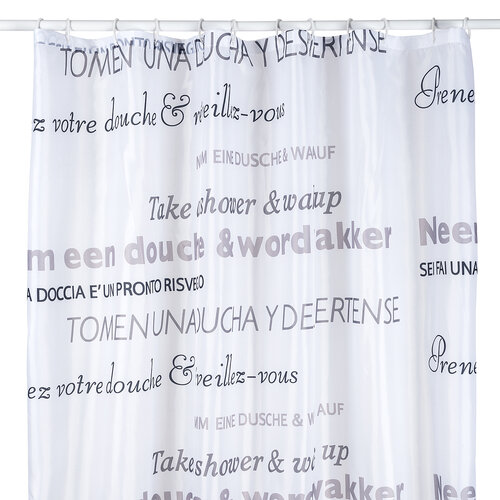Szöveg zuhanyfüggöny fehér , 180 x 180 cm