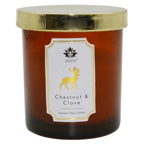 Arome Свічка в кольоровому склі з кришкою, Chestnut & Clove, 125 г