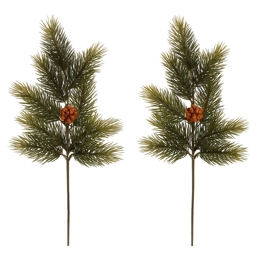 Set borovicových vetiev so šiškami, 50 cm, 2 ks, zelená