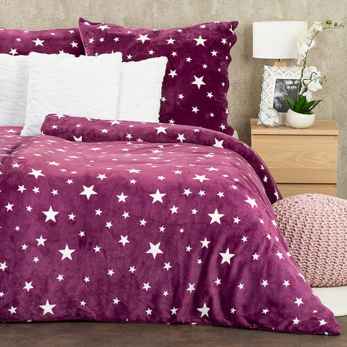 4Home Bettwäsche Mikroflanell Stars violet, 140 x 220 cm, 70 x 90 cm