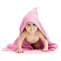 Дитячий рушник з капюшоном рожевий, 80 x 80 см
