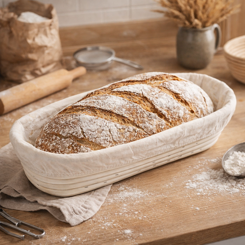 Ovaler Korb mit Stoffeinlage HOME ELEMENTS, 35 x 14 x 7,5 cm