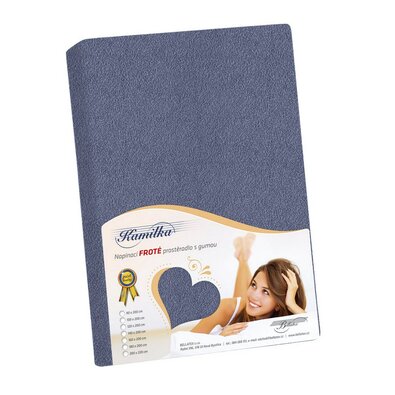Bellatex Prześcieradło frotte na wysoki materac , niebieskoszary 180 x 200 + 40 cm