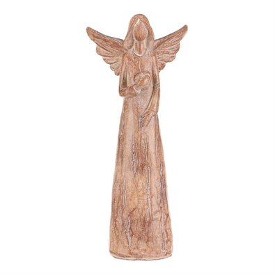 Angela iz poliresina s srcem, 24 cm, imitacija lesa
