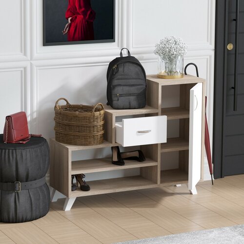 Schuhschrank Retro Sonoma Oak and White