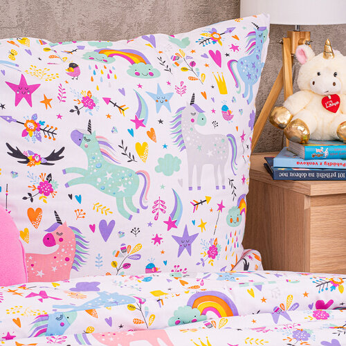 4Home Kinderbettwäsche aus Baumwolle Unicorns, 160 x 200 cm, 70 x 80 cm