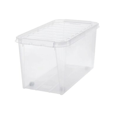 SmartStore Shranjevalna škatla z belimi sponkamiin kolesci Cla ssic, 70 l