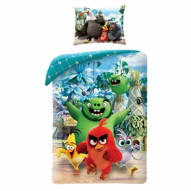 Detské bavlnené obliečky Angry Birds Movie 2 modrá, 140 x 200 cm, 70 x 90 cm