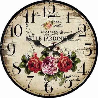 Dřevěné nástěnné hodiny Belle Jardiniere, pr. 34 cm