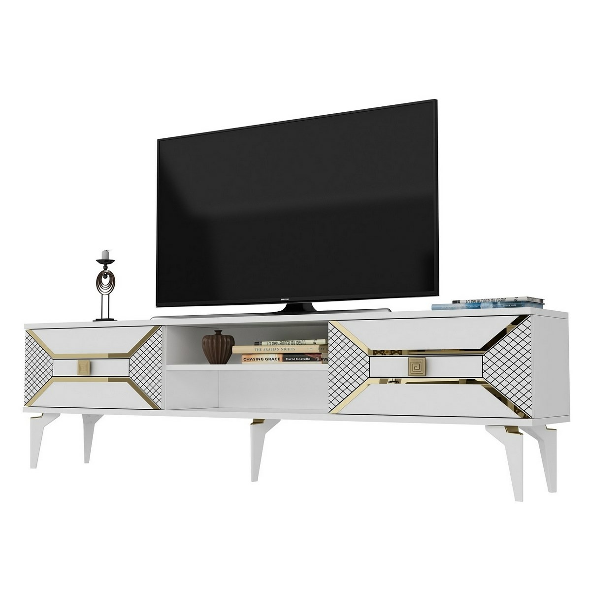 Televízny stolík Yumedi White and Gold