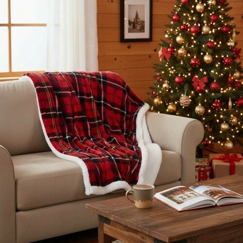 Pătură cu blăniță Classic roșie, 200 x 150 cm