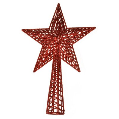 Špička na stromeček Hvězda gravírovaná, 37 cm, červená