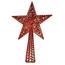 Csillag karácsonyfa csúcsdísz, gravírozott, 37 cm, piros